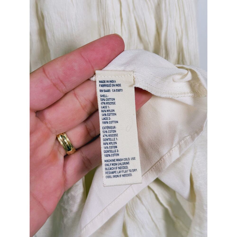 American Eagle Babydoll Mini Dress Size XS Cream Boho Country Cowgirl Concert - Picture 11 of 13